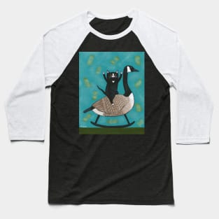 Cat on a Rocking Canadian Goose Baseball T-Shirt